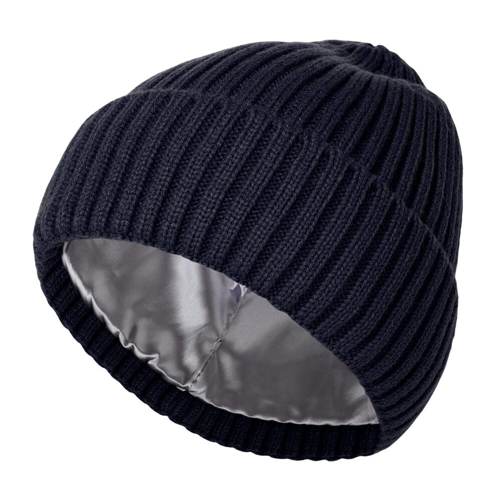 7221 Satin Lined Beanie , Winter Hats , Slouchy Silk Lined Beanie, Warm